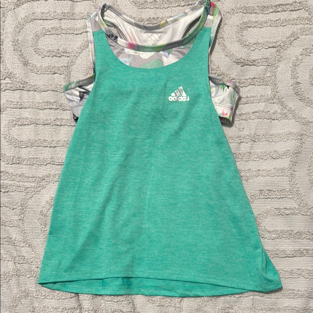 Girls Adidas Green Tank Top